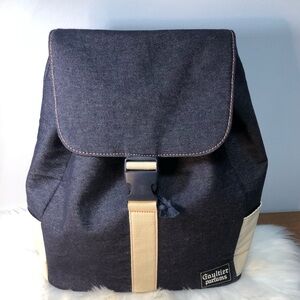 Jean Paul Gaultier Parfums Indigo Denim Backpack Canvas Designer Bag NWOT